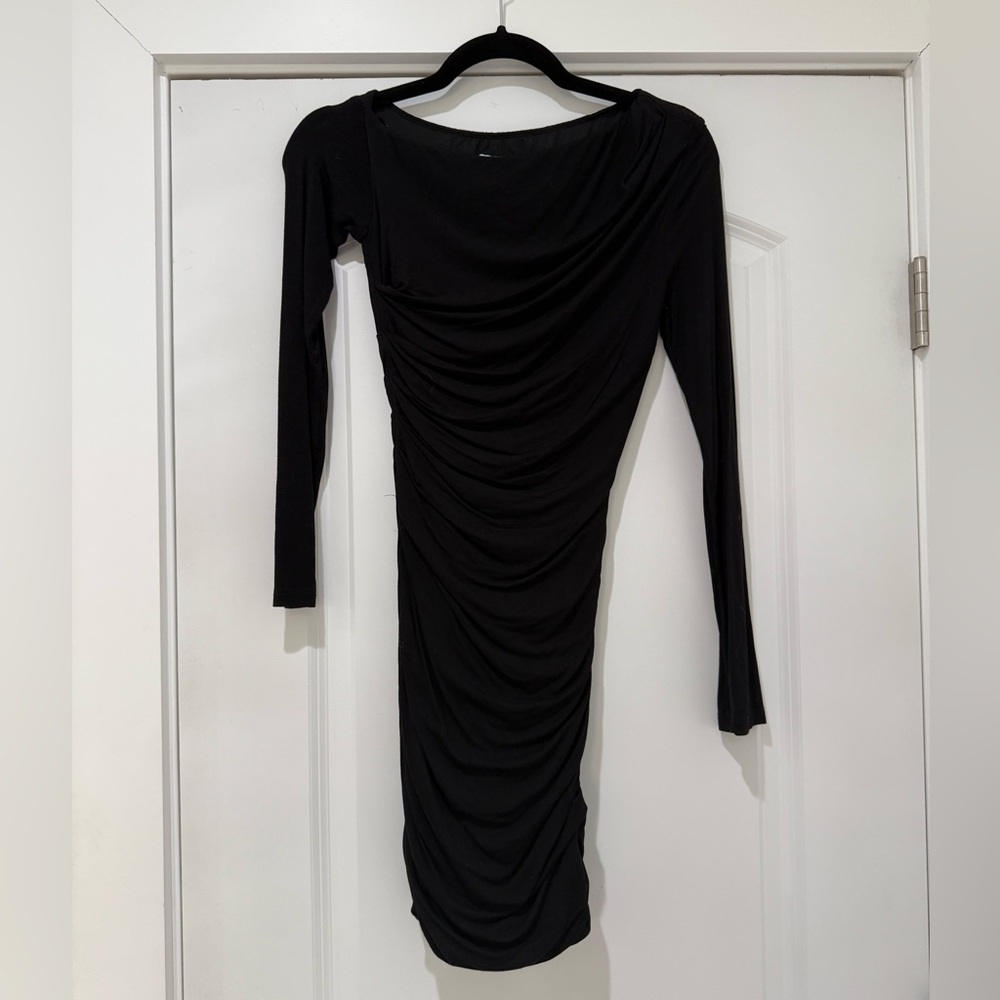 Princess Polly Black Ruched Long Sleeve Dress